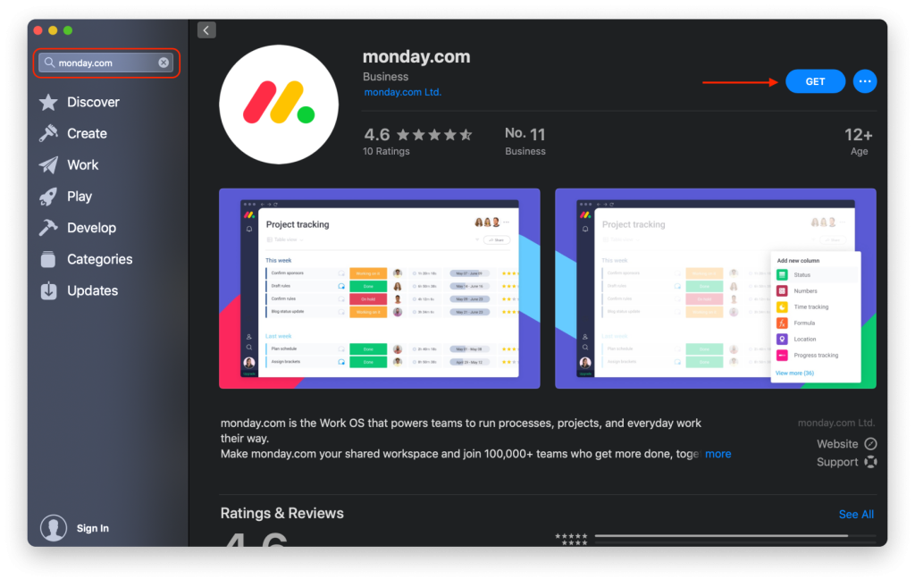 monday.com's desktop app