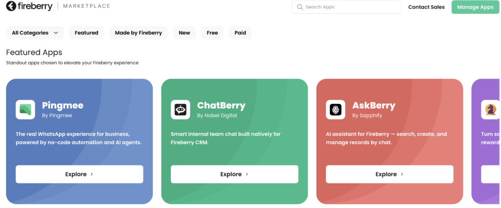 היכרות עם ה-Marketplace של Fireberry והתקנת אפליקציות